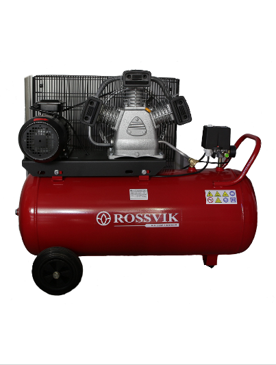 Поршневой компрессор 580л/мин, ресивер 100л, ROSSVIK СБ4/С-100.LB40 (красный)